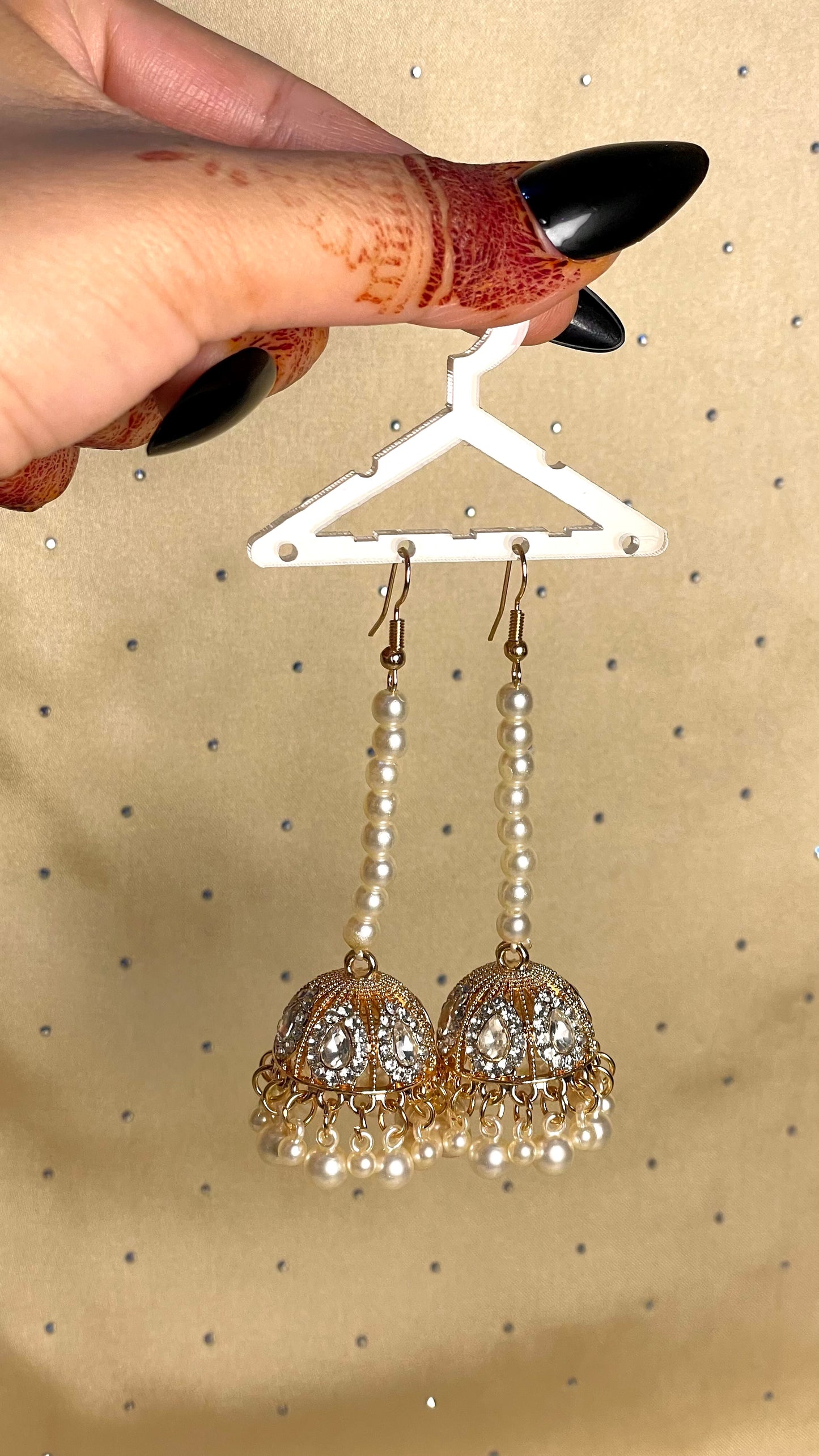 Pearl String Jhumka Earrings
