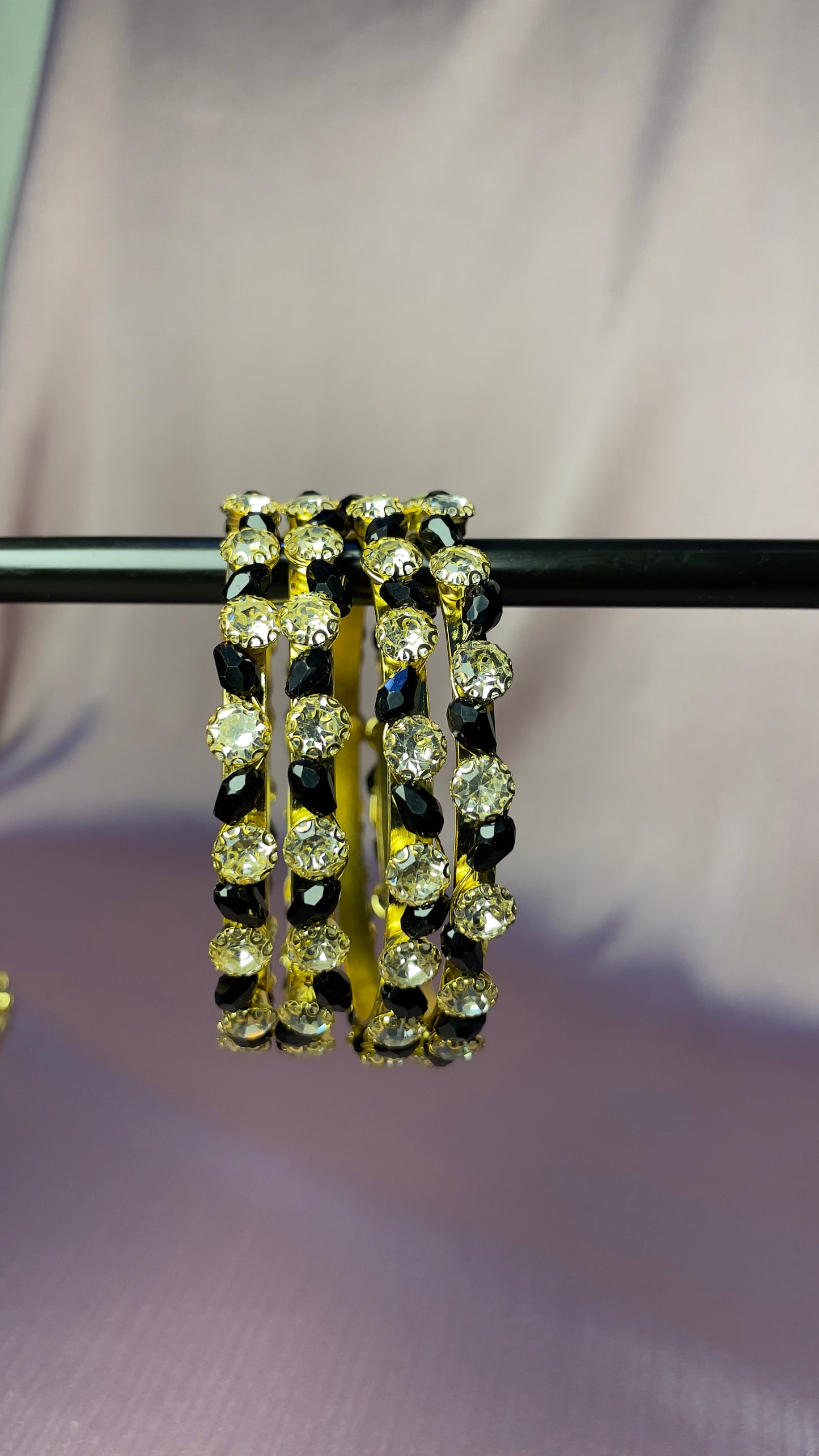 Crystal Stone Bangles — Black