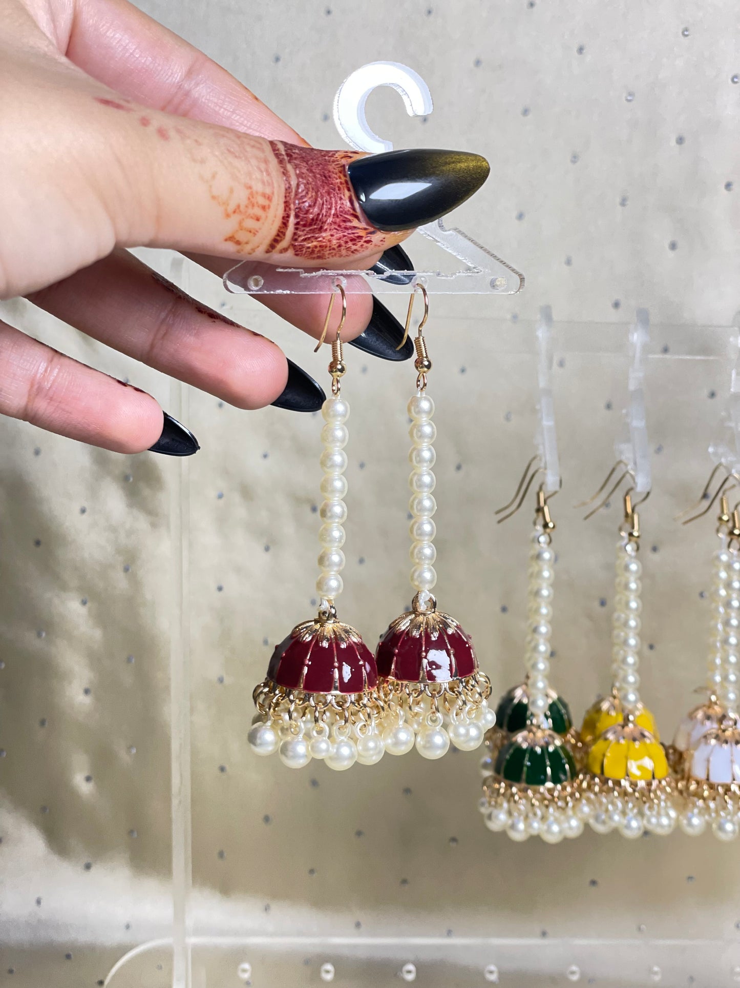 Pearl String Jhumka Earrings