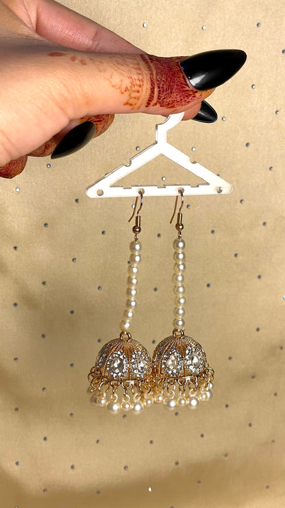 Pearl String Jhumka Earrings