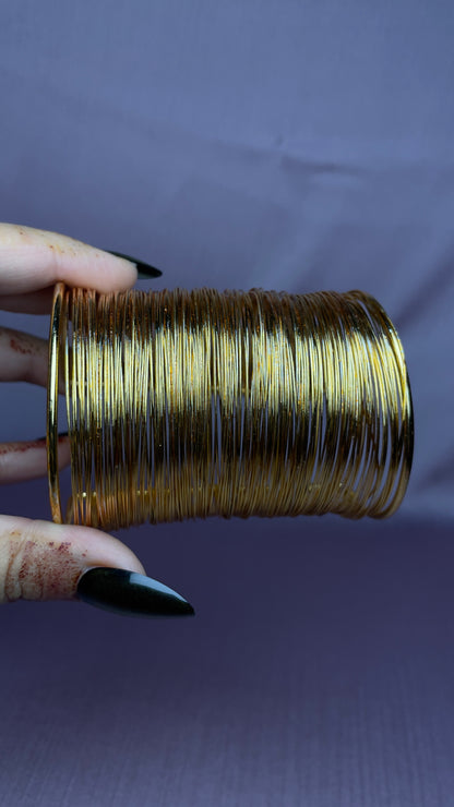 Thin Wire Stacked Bangles Gold/Black