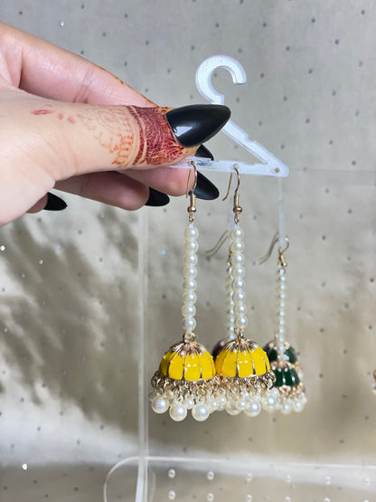 Pearl String Jhumka Earrings