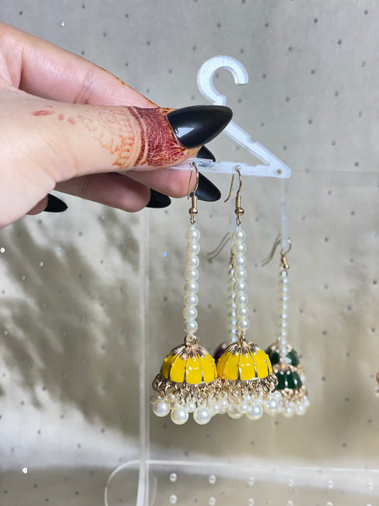 Pearl String Jhumka Earrings