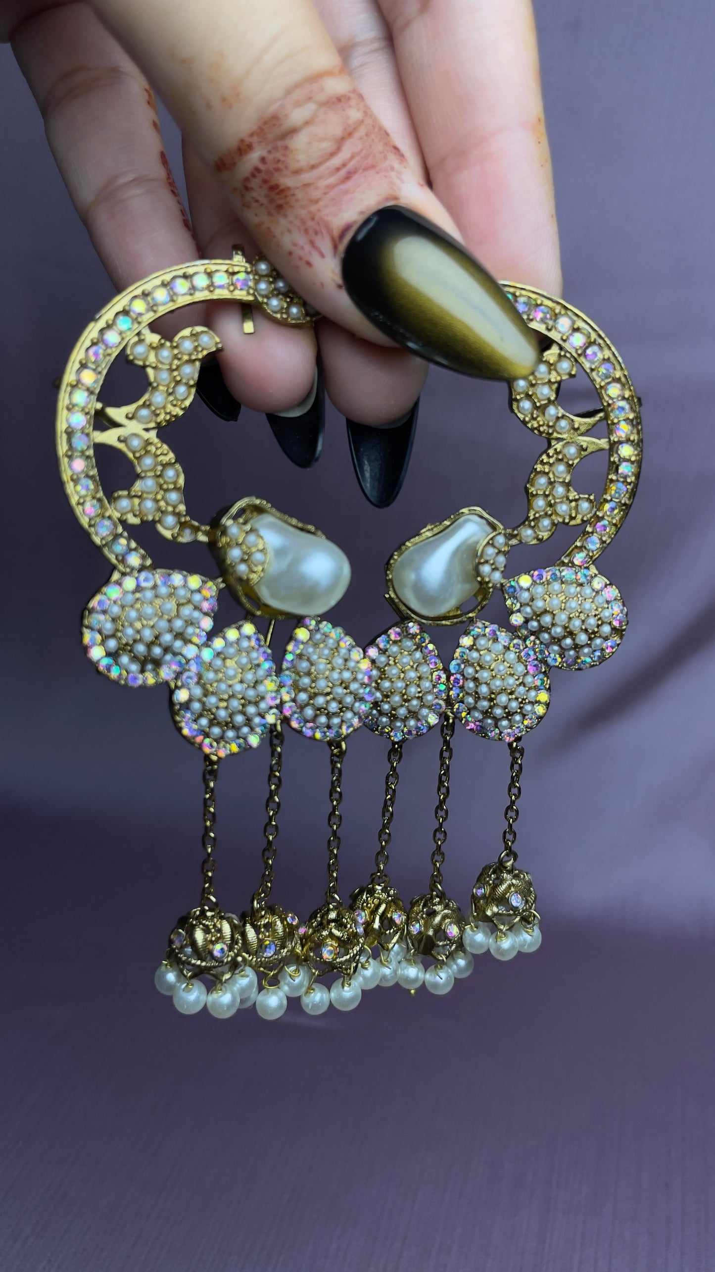 Pearl Hoop Chandbali Earrings