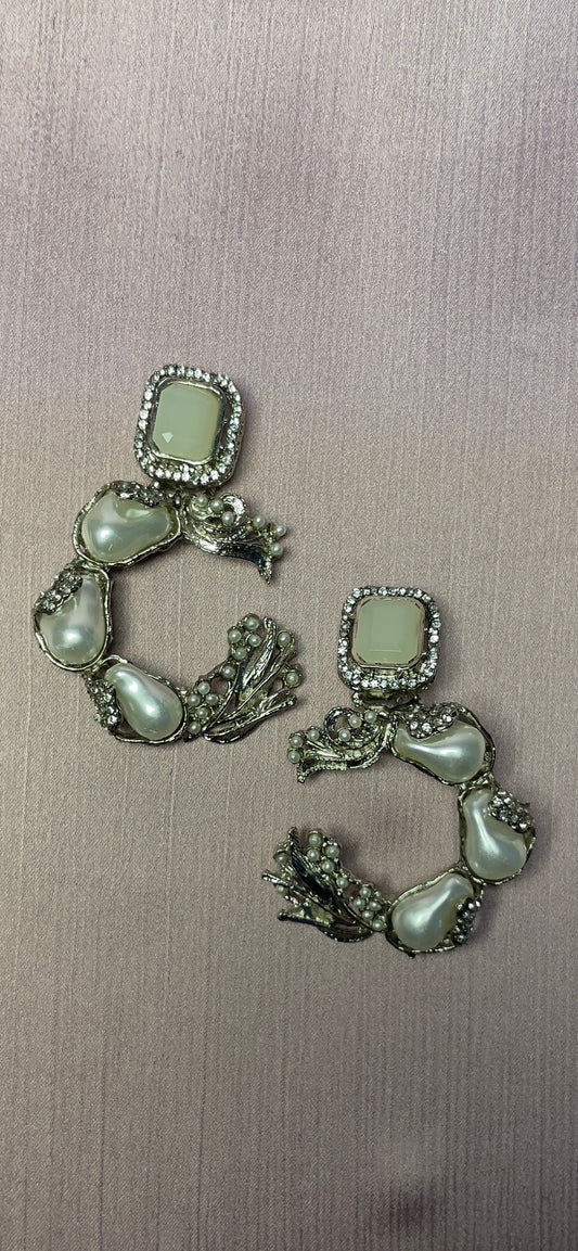 Baroque Pearl Hoop Statement Earrings