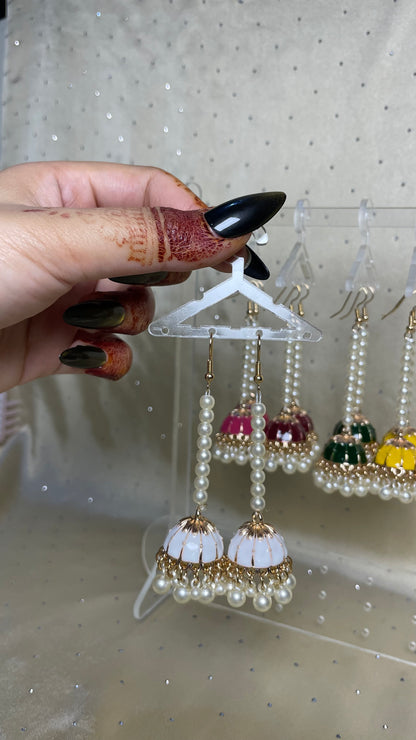 Pearl String Jhumka Earrings