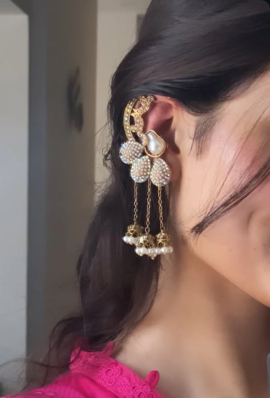 Pearl Hoop Chandbali Earrings