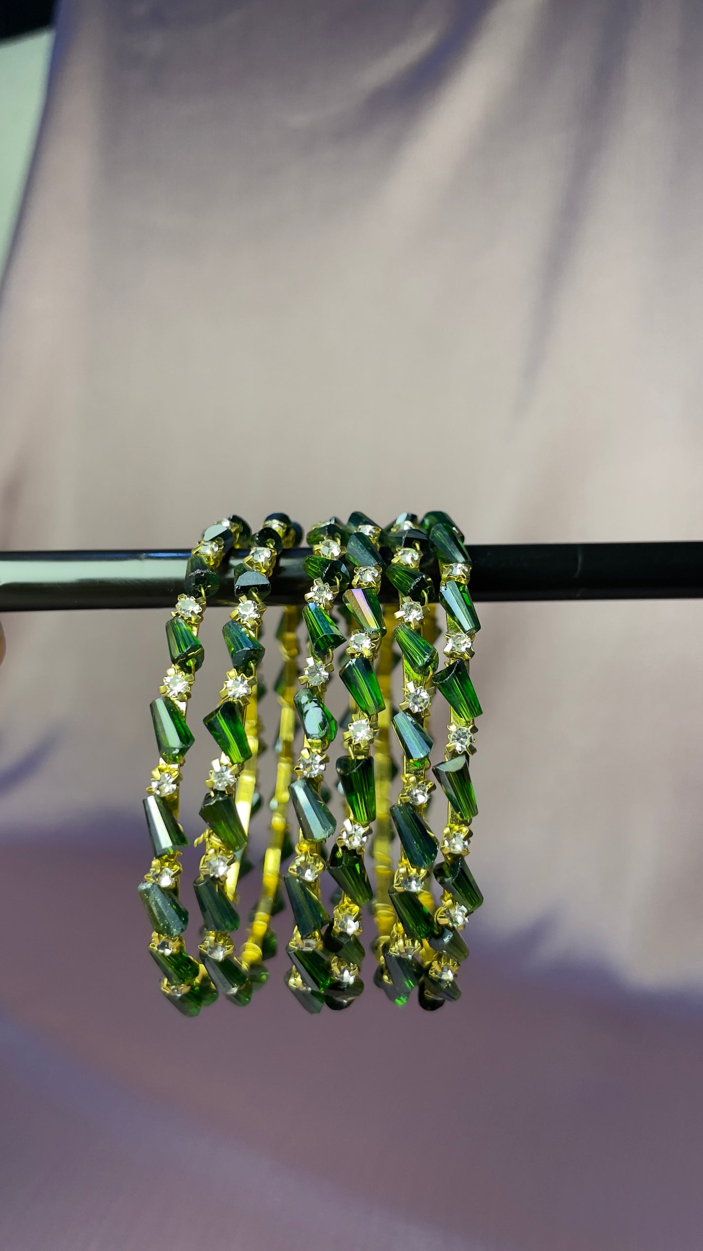 Crystal Stone Bangles — Green