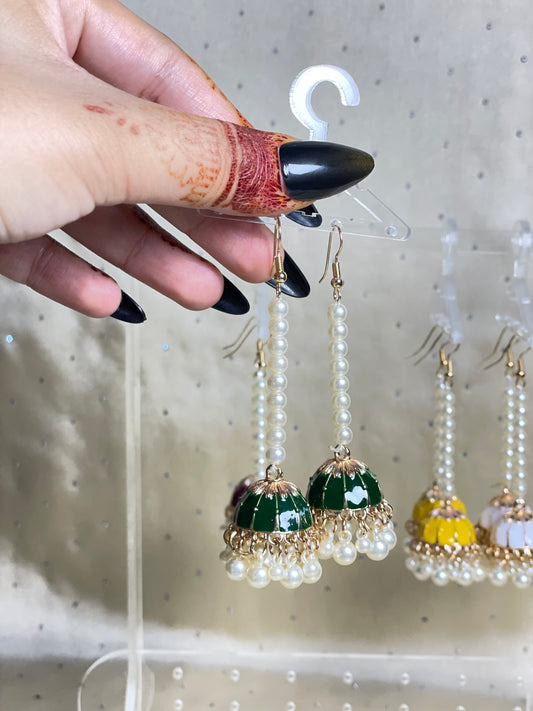 Pearl String Jhumka Earrings